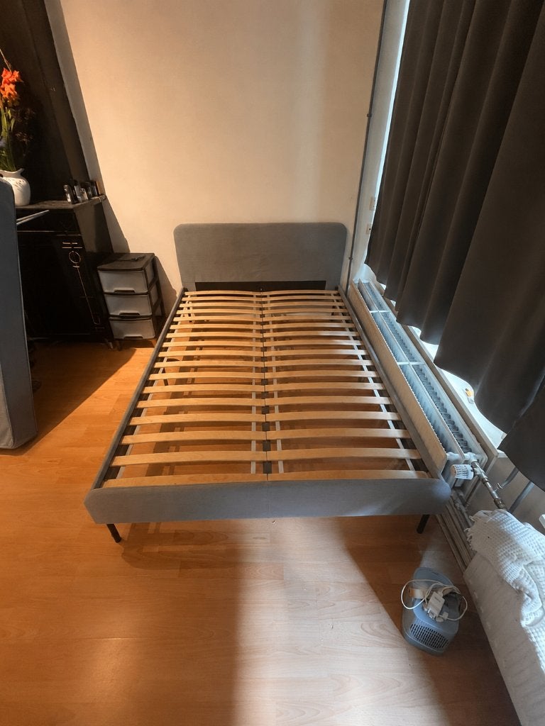 Bedframe, Ophalen, Grijs, Tweepersoons, 140 cm