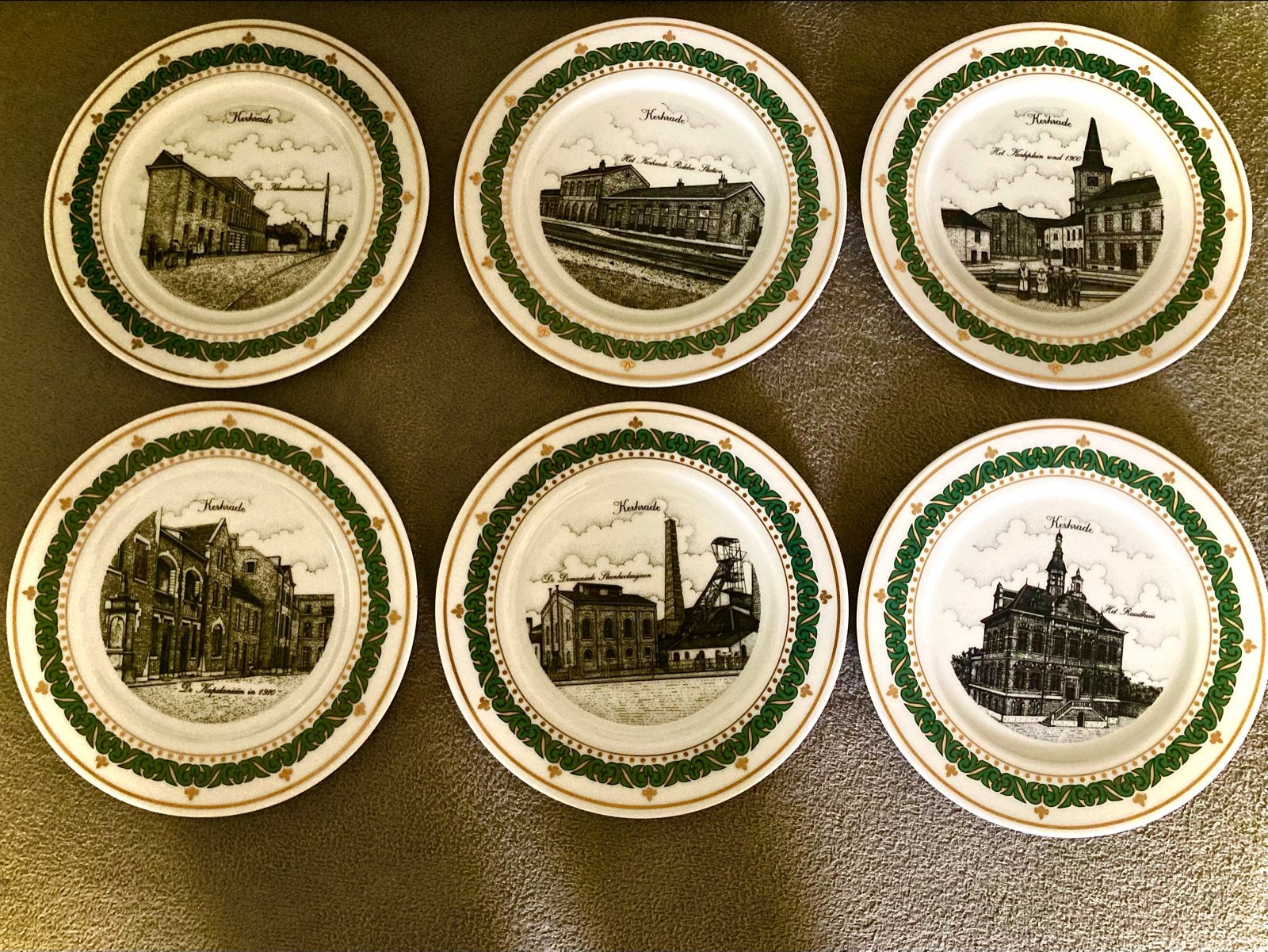 Unieke set van 6 Wandborden | Kerkrade | pentekening | 1993, Ophalen of Verzenden