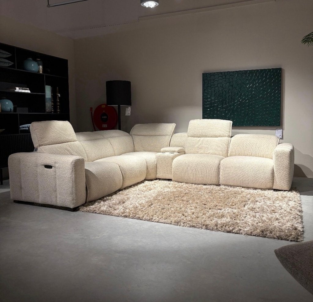 Hoekbank wit verstelbaar modern 325x290cm, Ophalen, Zo goed als nieuw, Stof, Modern