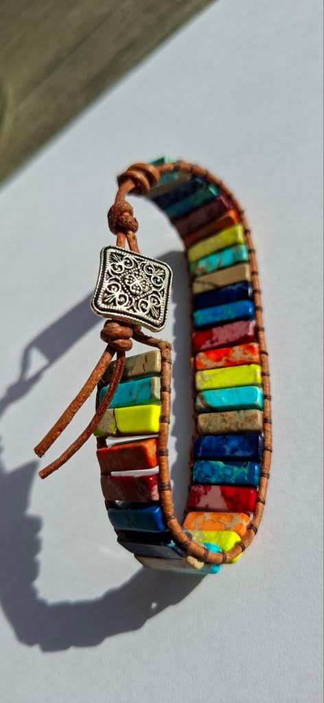Chakra Energy bracelet, Overige kleuren, Leer, Ophalen of Verzenden, Zo goed als nieuw