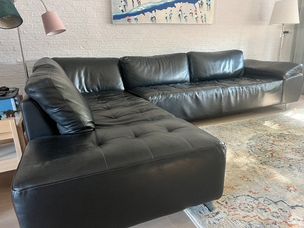 Hoekbank leer, Ophalen, 250 tot 300 cm, Gebruikt, Minder dan 75 cm