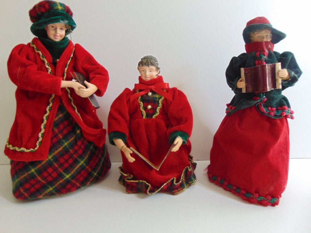 3 Dickens figuurtjes zingende Kerst victoriaanse groepje, Diversen, Ophalen of Verzenden, Gebruikt