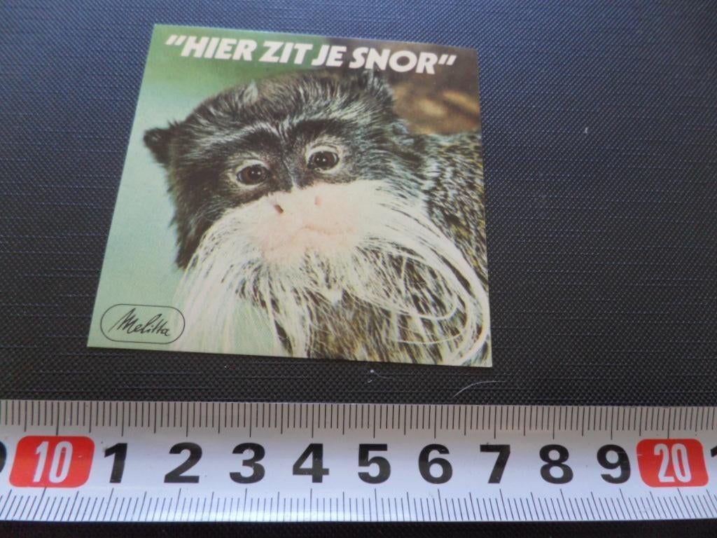 sticker Melitta Hier zit je snop aap, Verzamelen, Ophalen, Zo goed als nieuw