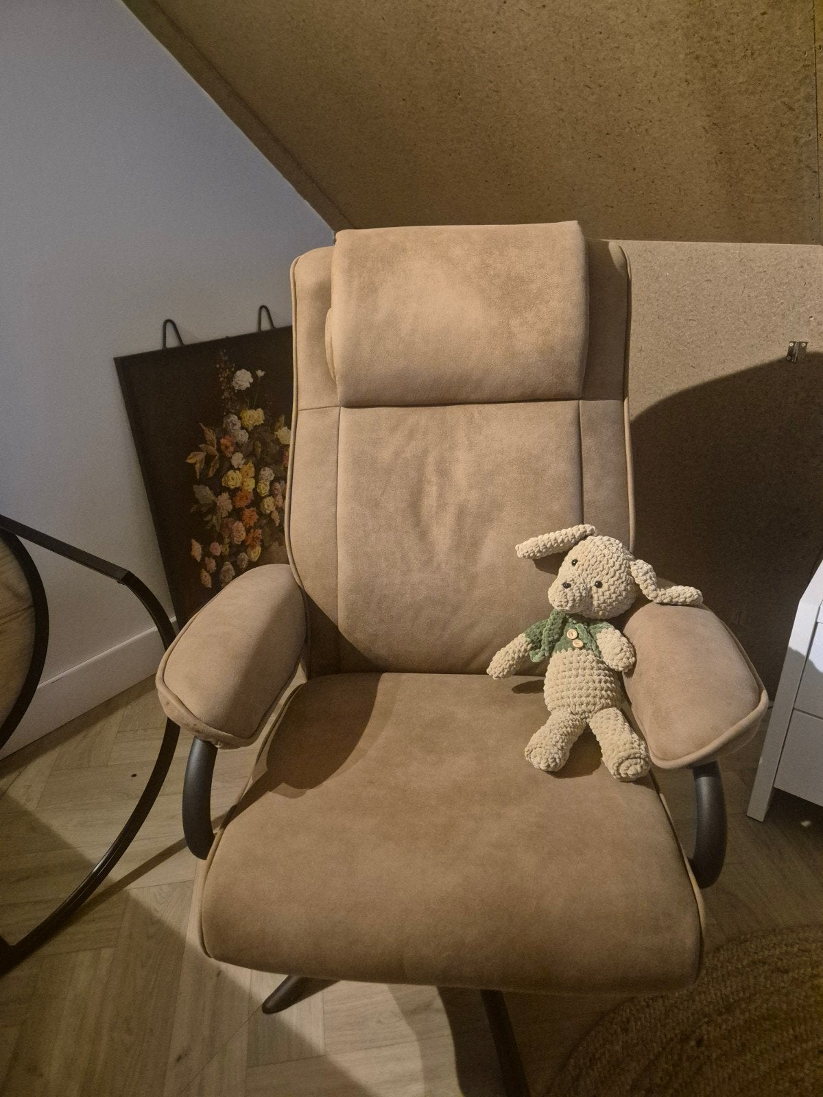 Draaiende fauteuil met verstelbare rugleuning - Taupe, Ophalen, Zo goed als nieuw, Stof