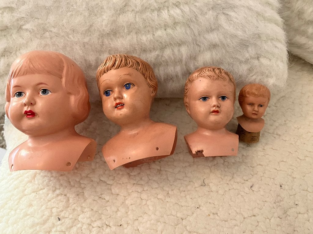4 antieke Celluloid hoofdjes, Ophalen of Verzenden