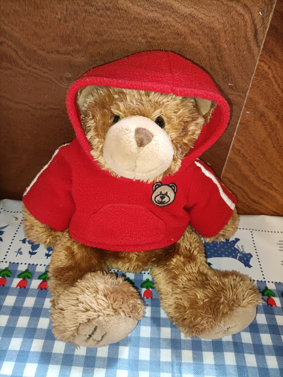 Hug me beer knuffel met rode hoodie Eddy Toys 30 cm, Ophalen of Verzenden, Zo goed als nieuw, Beer