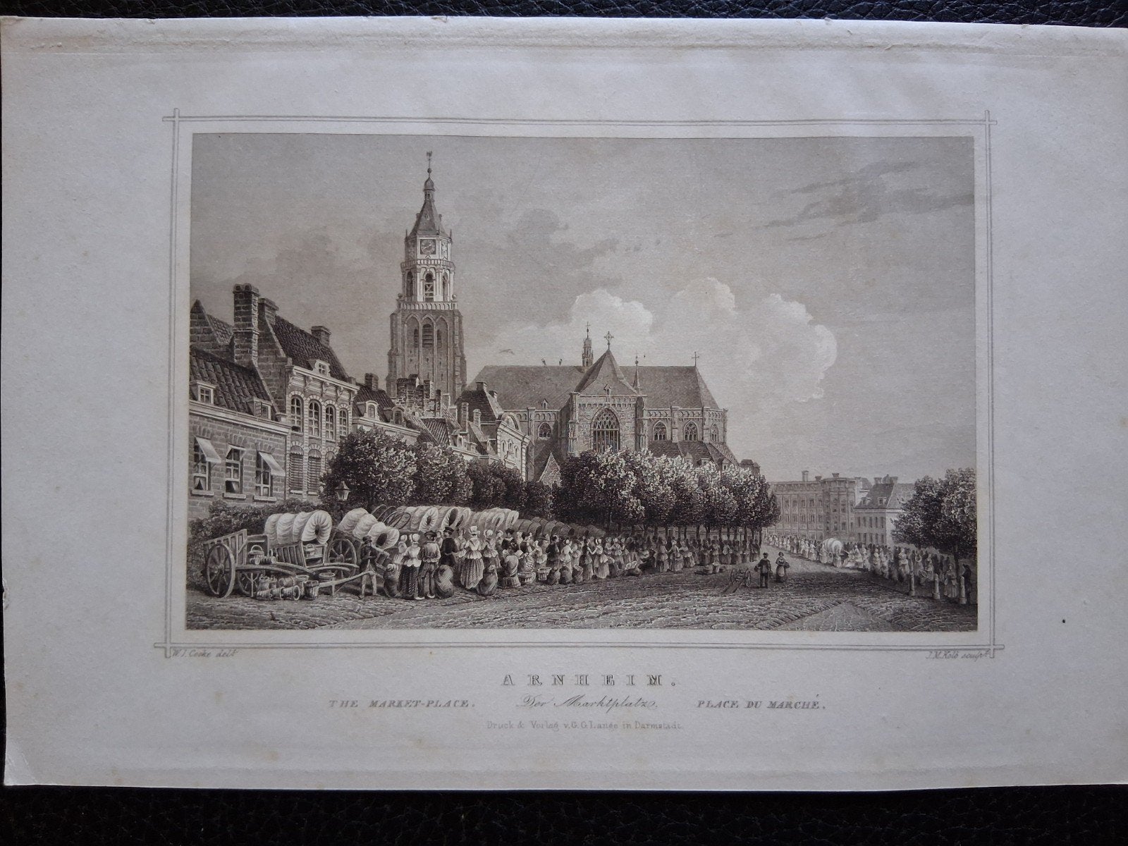Arnhem, De Marktplaats (1800-1899), 1800 - 1899, Stadsgezicht, Ophalen of Verzenden, Gravure