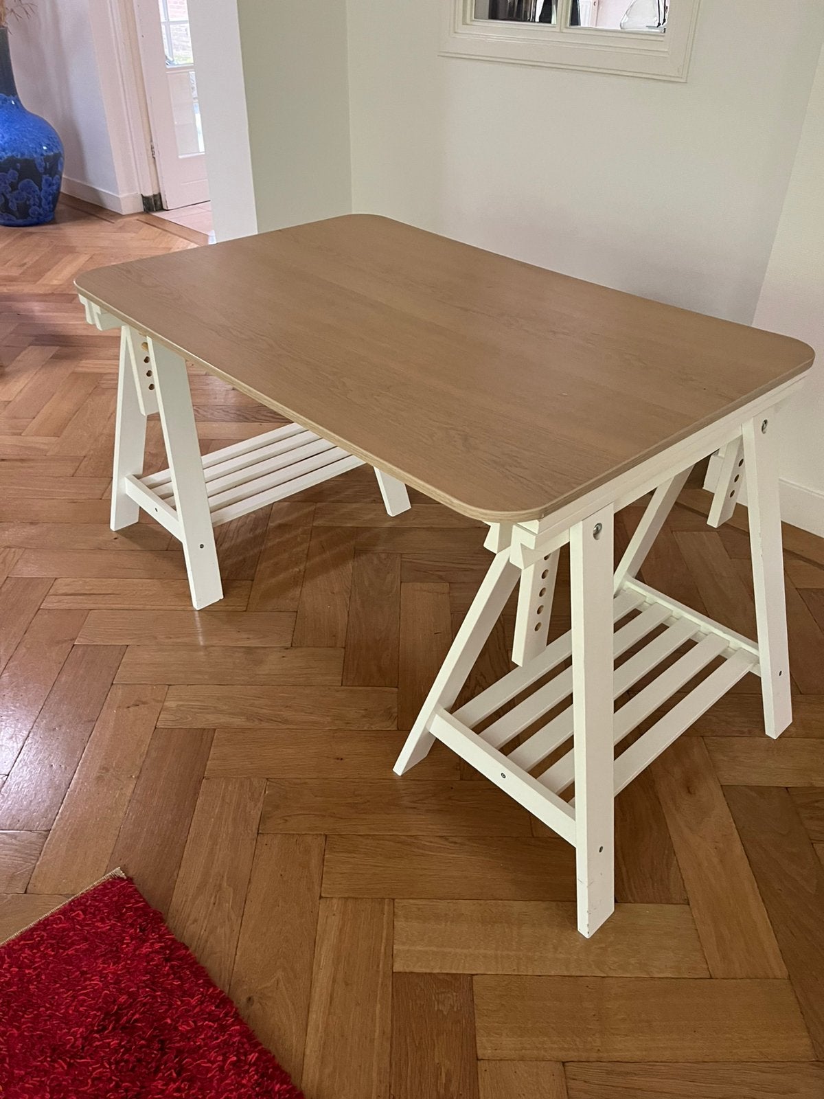 IKEA bureau met MITTBACK schragen + los bureaublad 120x80 cm, Ophalen, Gebruikt, IKEA
