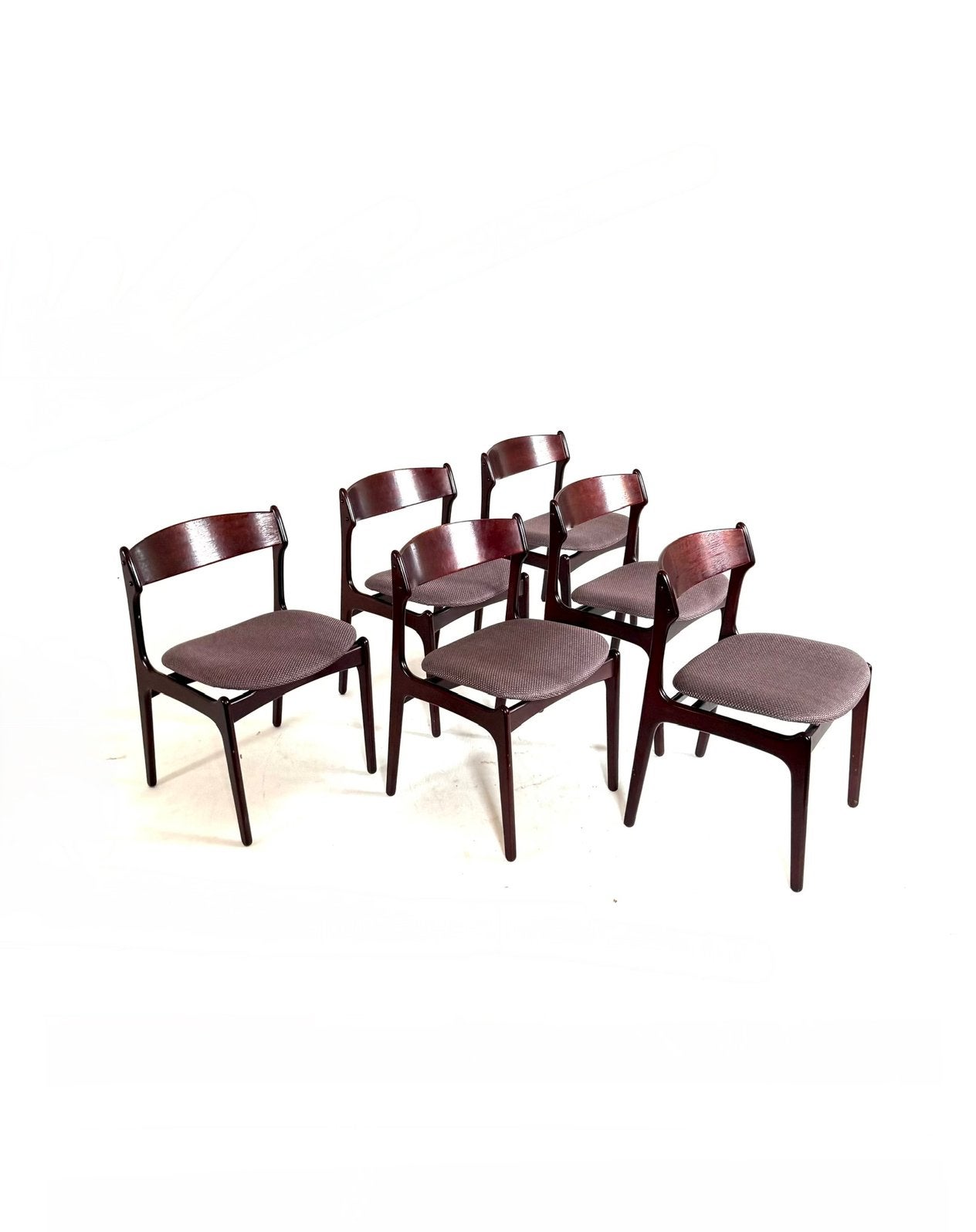 Set van 6 vintage eetkamerstoelen, Erik Buch ‘70, Huis en Inrichting, Stoelen, Erik Buch, Ophalen of Verzenden, Zo goed als nieuw