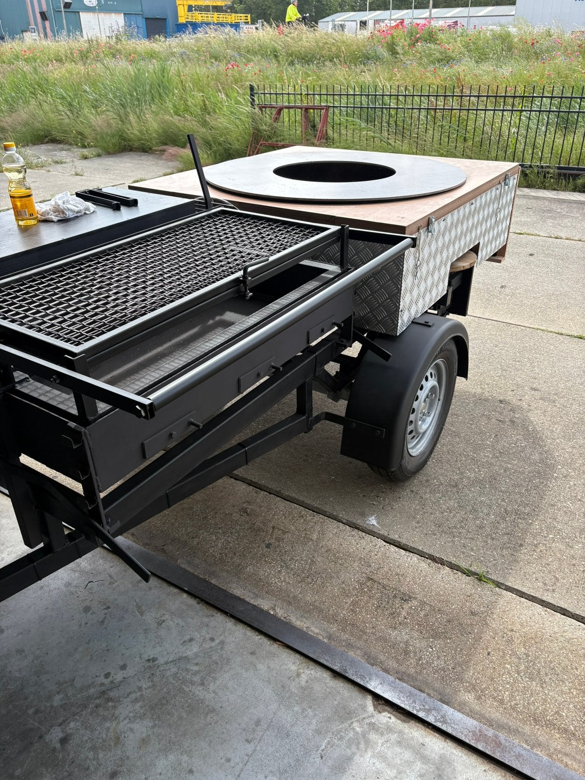 BBQ trailer combi plancha en flip grill te huur., Ophalen of Verzenden, Nieuw