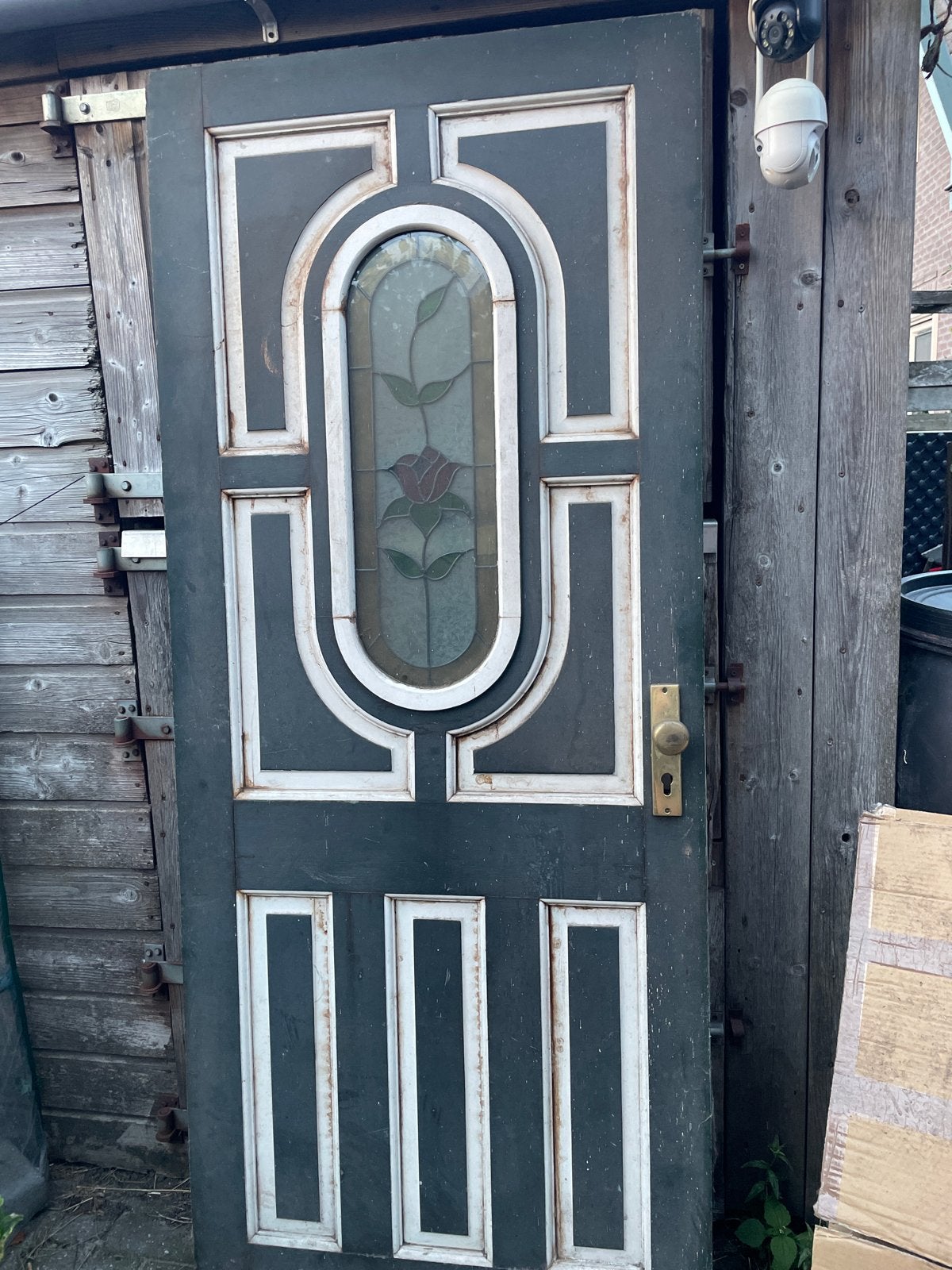 Buitendeur met glas-in-lood, Ophalen, Gebruikt, 80 tot 100 cm, Buitendeur
