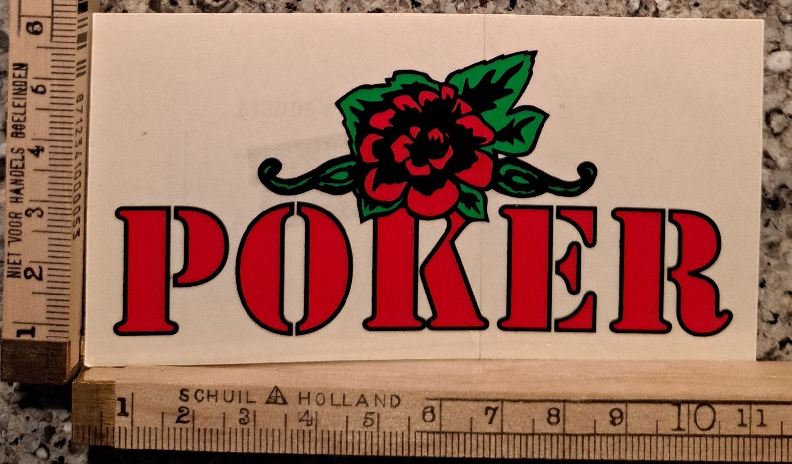 Vintage sticker POKER met mooie roos, Ophalen of Verzenden, Zo goed als nieuw, Overige typen
