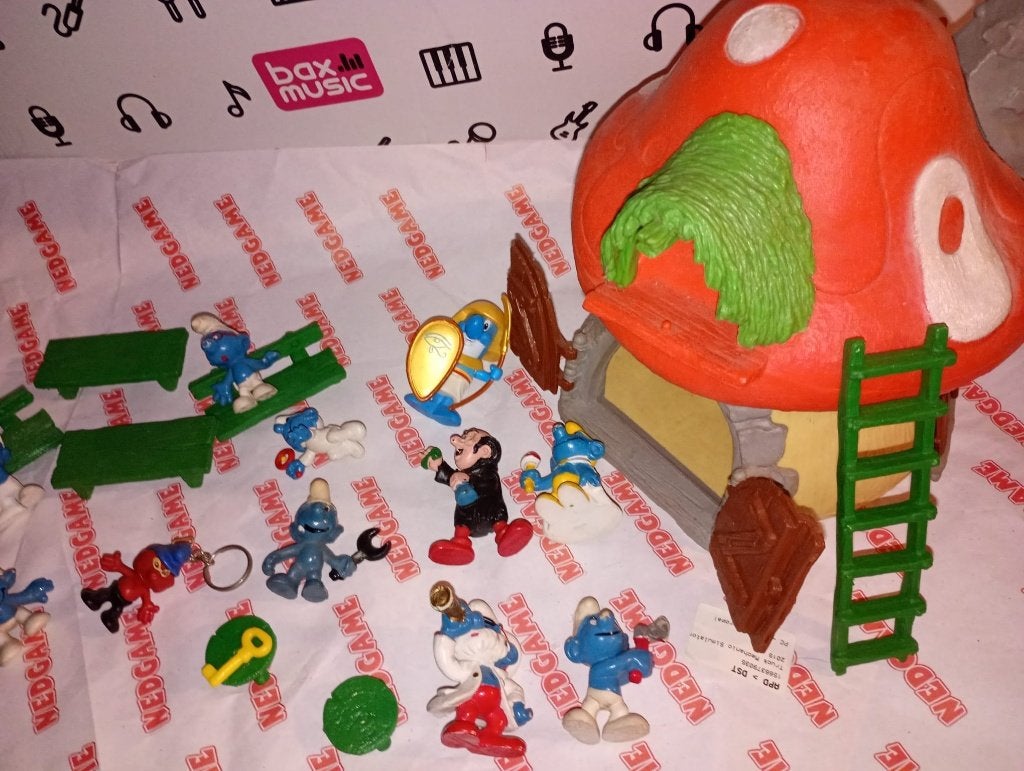 smurfen peyo speelgoed vintage 80s paddestoel huis figuren, Ophalen, Zo goed als nieuw, Verschillende Smurfen, Huisje of Attribuut
