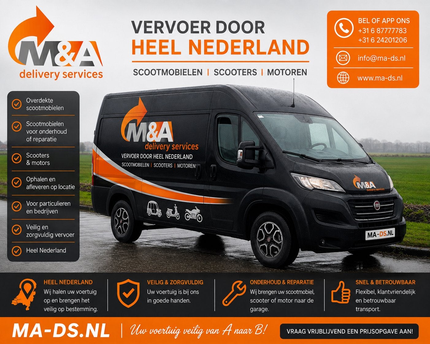 Vervoer van Overdekte Scootmobiel,scooter,motoren