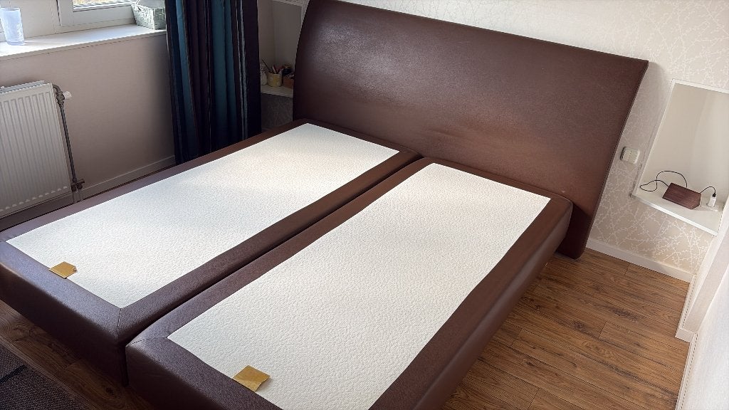 Boxspring 180x210, Ophalen, Gebruikt, Bruin, 210 cm