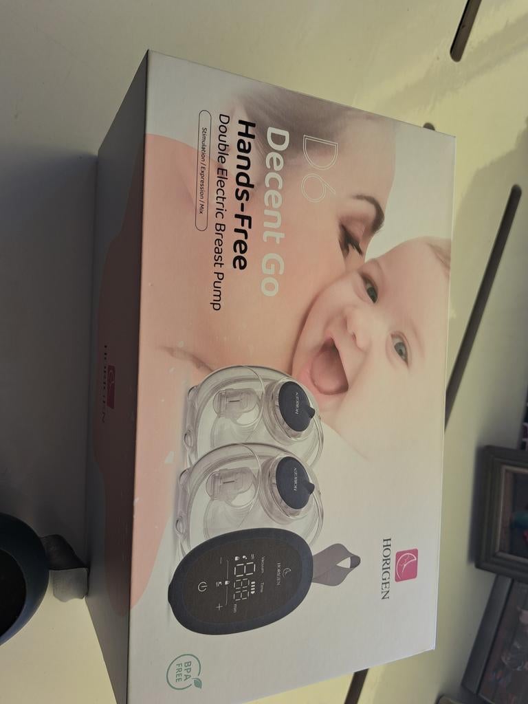 Horigen Decent Go Hands-Free Dubbele Elektrische Borstkolf, Ophalen of Verzenden, Zo goed als nieuw, Borstkolf