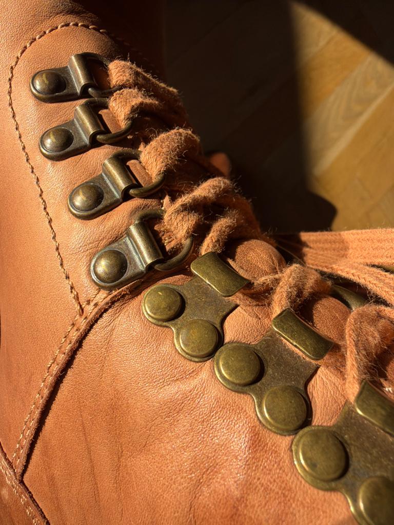 Bruine leren veterboots - Maat 37, Ophalen of Verzenden, Gedragen, Bruin, Lage of Enkellaarzen