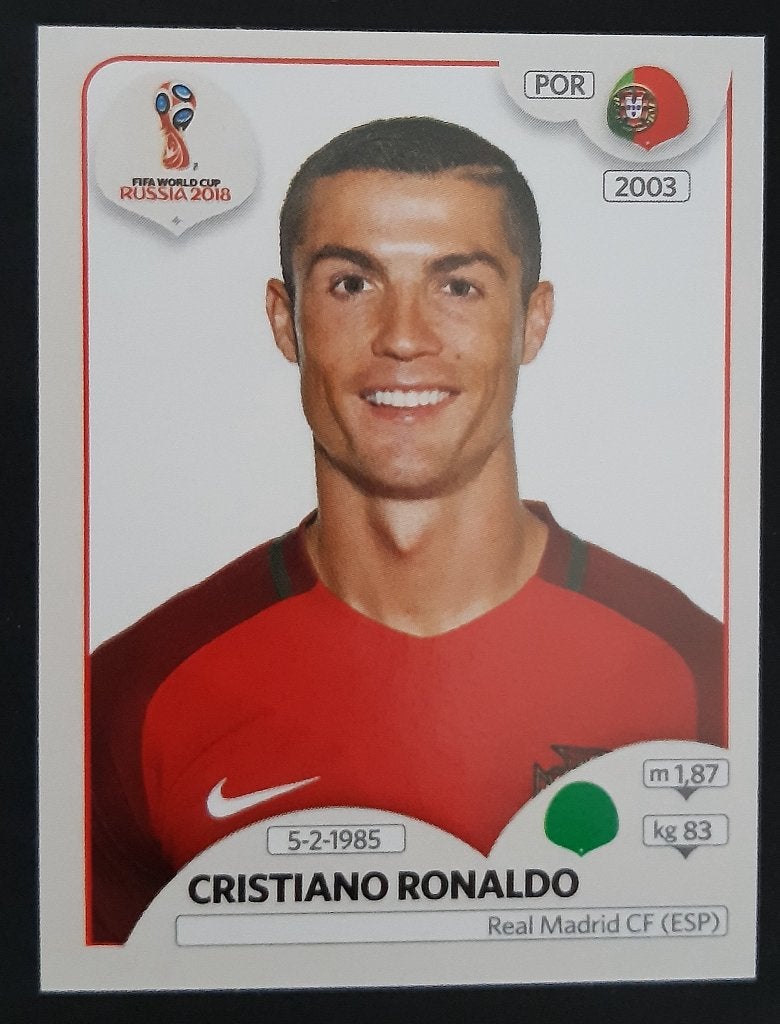 Panini Cristiano Ronaldo WK 2018 Russia nr 118 roze, Verzenden, Zo goed als nieuw, Buitenlandse clubs, Poster, Plaatje of Sticker