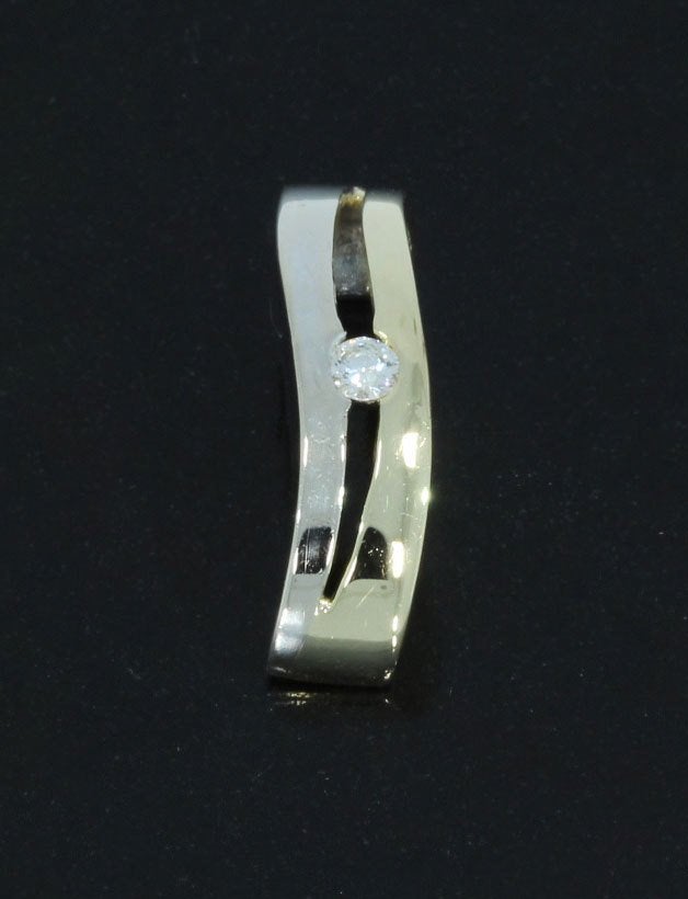 Diamant bicolor 14k gouden fraaie solitair ketting hanger, Sieraden, Tassen en Uiterlijk, Kettinghangers, Voordeelsieraden, Verzenden