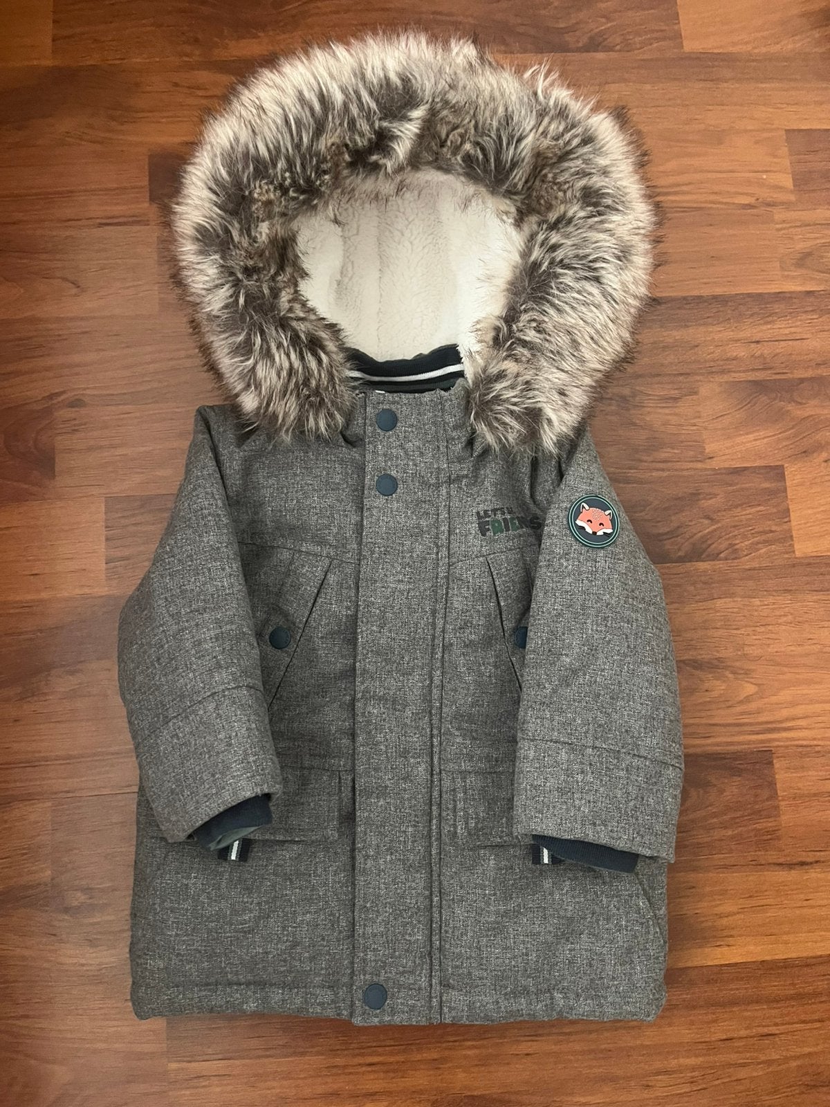 Warme winterjas voor baby’s met teddy voering en capuchon, Ophalen of Verzenden, Zo goed als nieuw, Jongen of Meisje