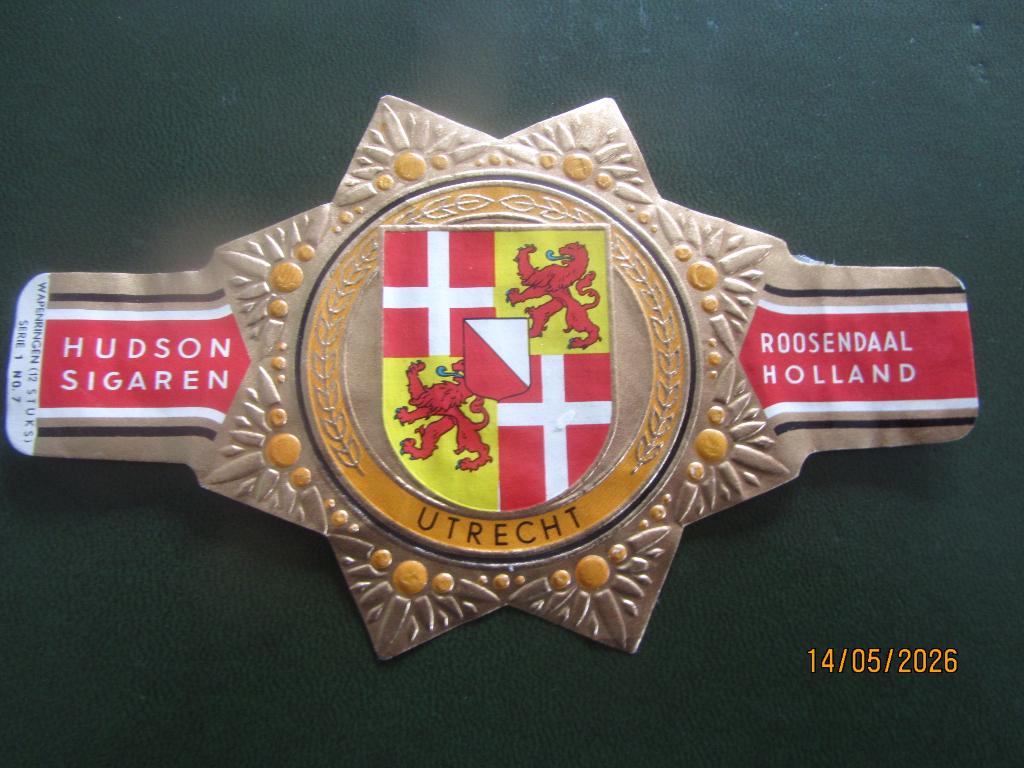 Sigarenband Groot Utrecht 9 x 14 cm, Ophalen of Verzenden, Gebruikt, Sigarenbandjes