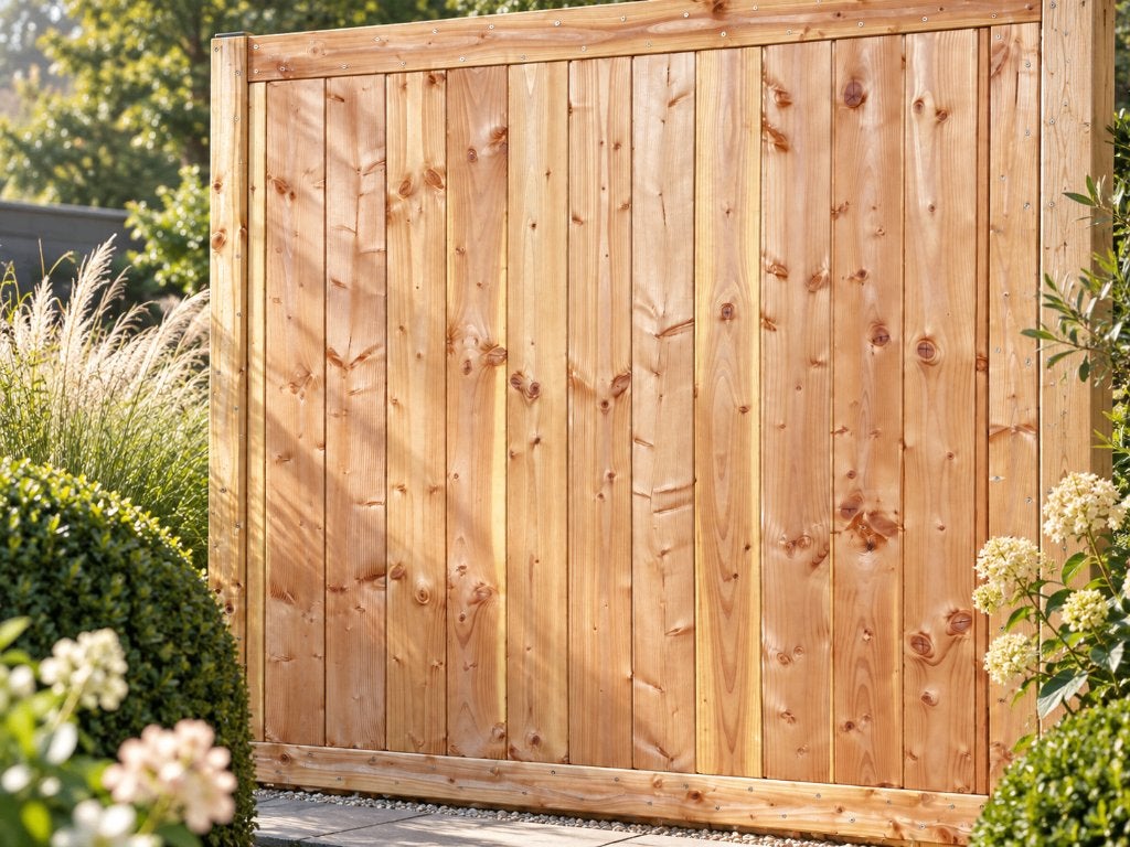 016. Dicht houten tuinscherm 180x180 cm met kader., 1 tot 2 meter, Minder dan 3 meter, Nieuw, Ophalen of Verzenden