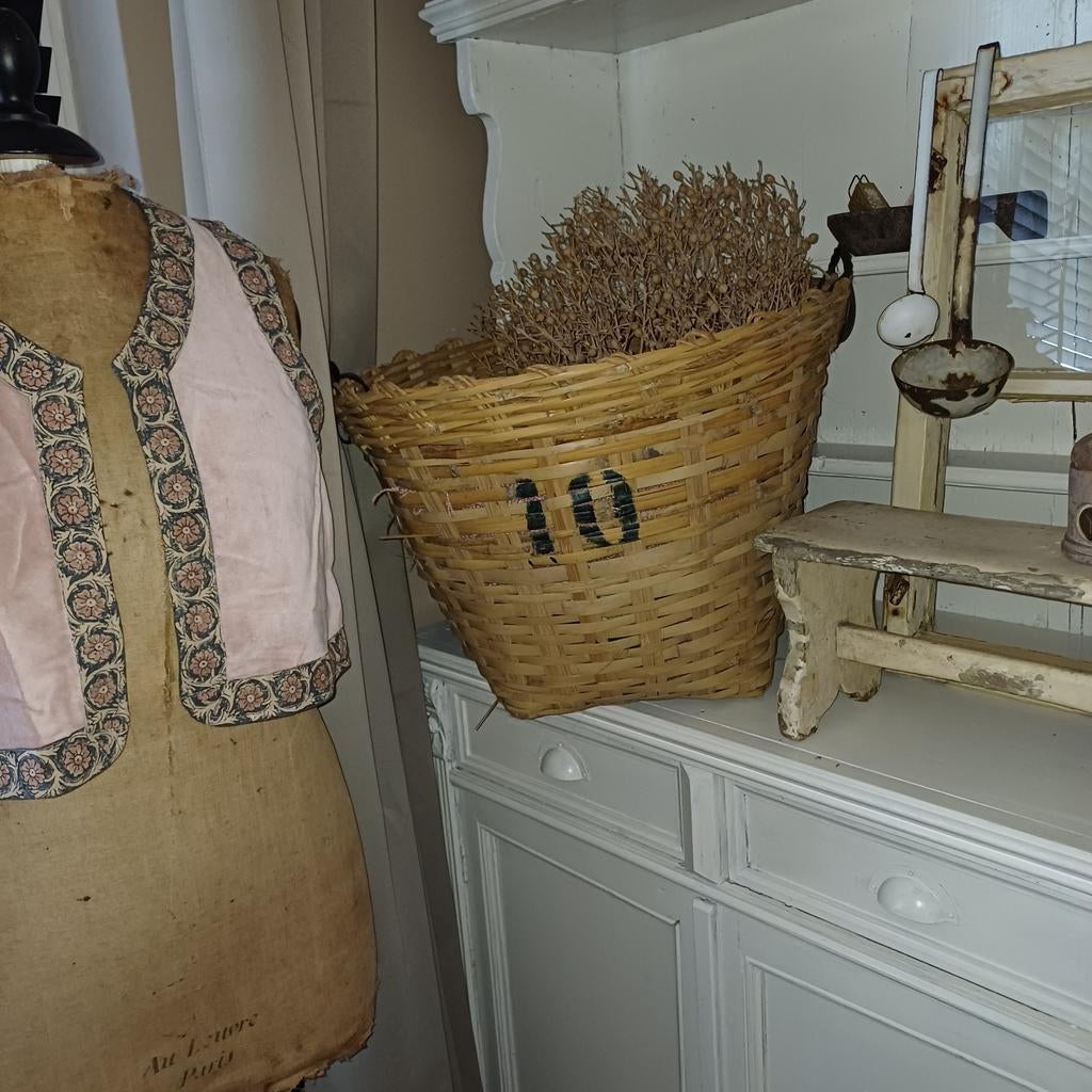 Oude Frans brocante groot formaat mand brocant sleets, Antiek en Kunst, Ophalen
