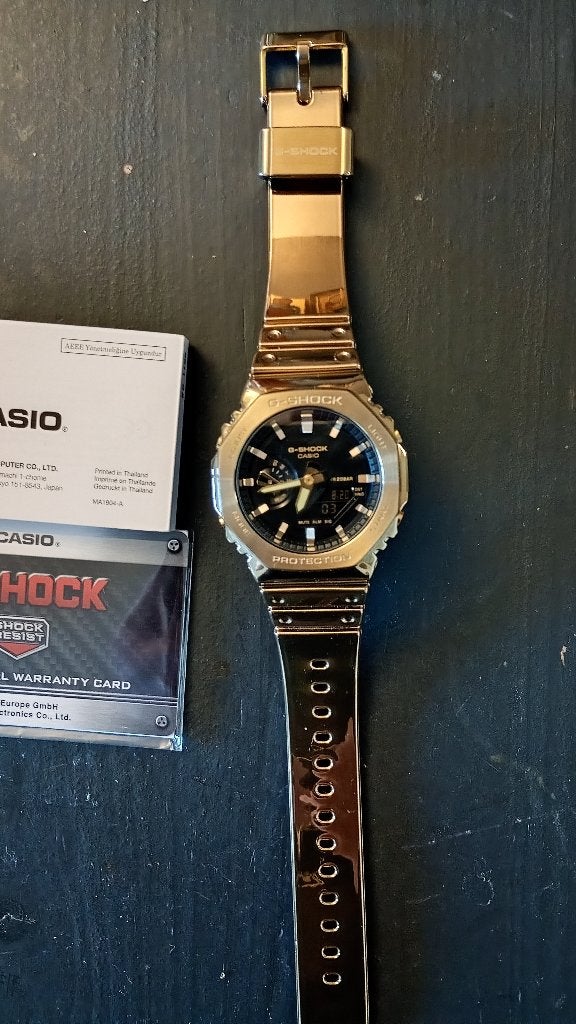 Casio G Shock Classic G-Metal Gold GM2100YMG-9AER, Ophalen, Casio, Staal, Polshorloge