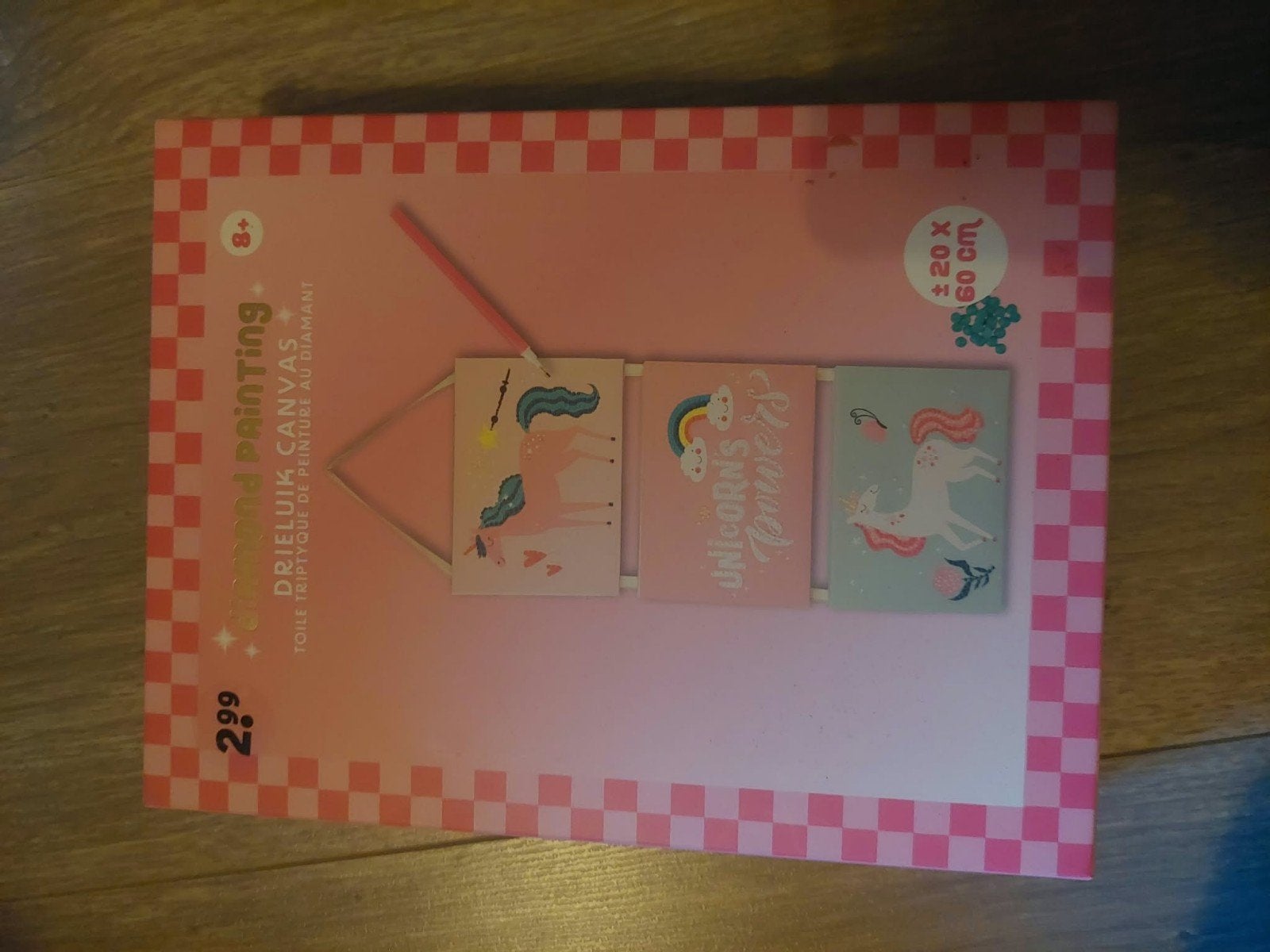 Diamond Painting Drieluik Canvas Eenhoorn, Fantasie, Diamond painting, Nieuw, Meerkleurig