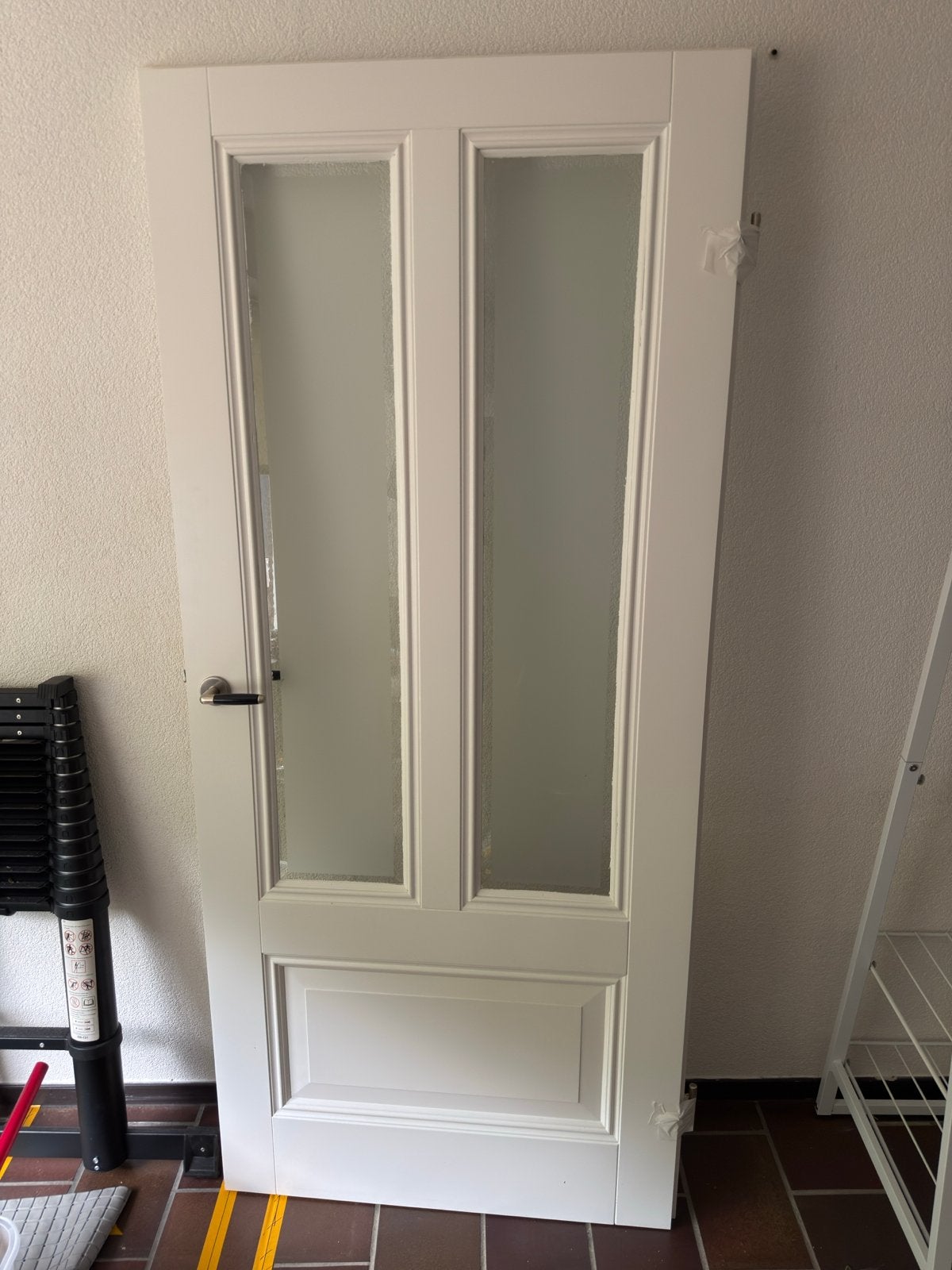 Opdek binnendeur met geslepen glas, 88x200cm, Doe-het-zelf en Verbouw, Deuren en Horren, Ophalen, Gebruikt, 80 tot 100 cm, Binnendeur