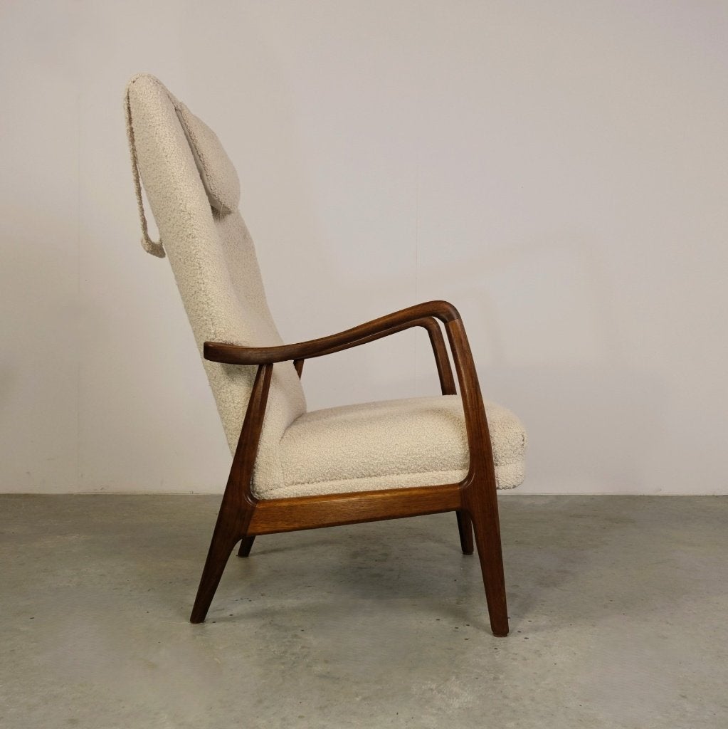 Bovenkamp highback fauteuil | Vintage design jaren 50, -, =, 75 tot 100 cm, Ophalen of Verzenden