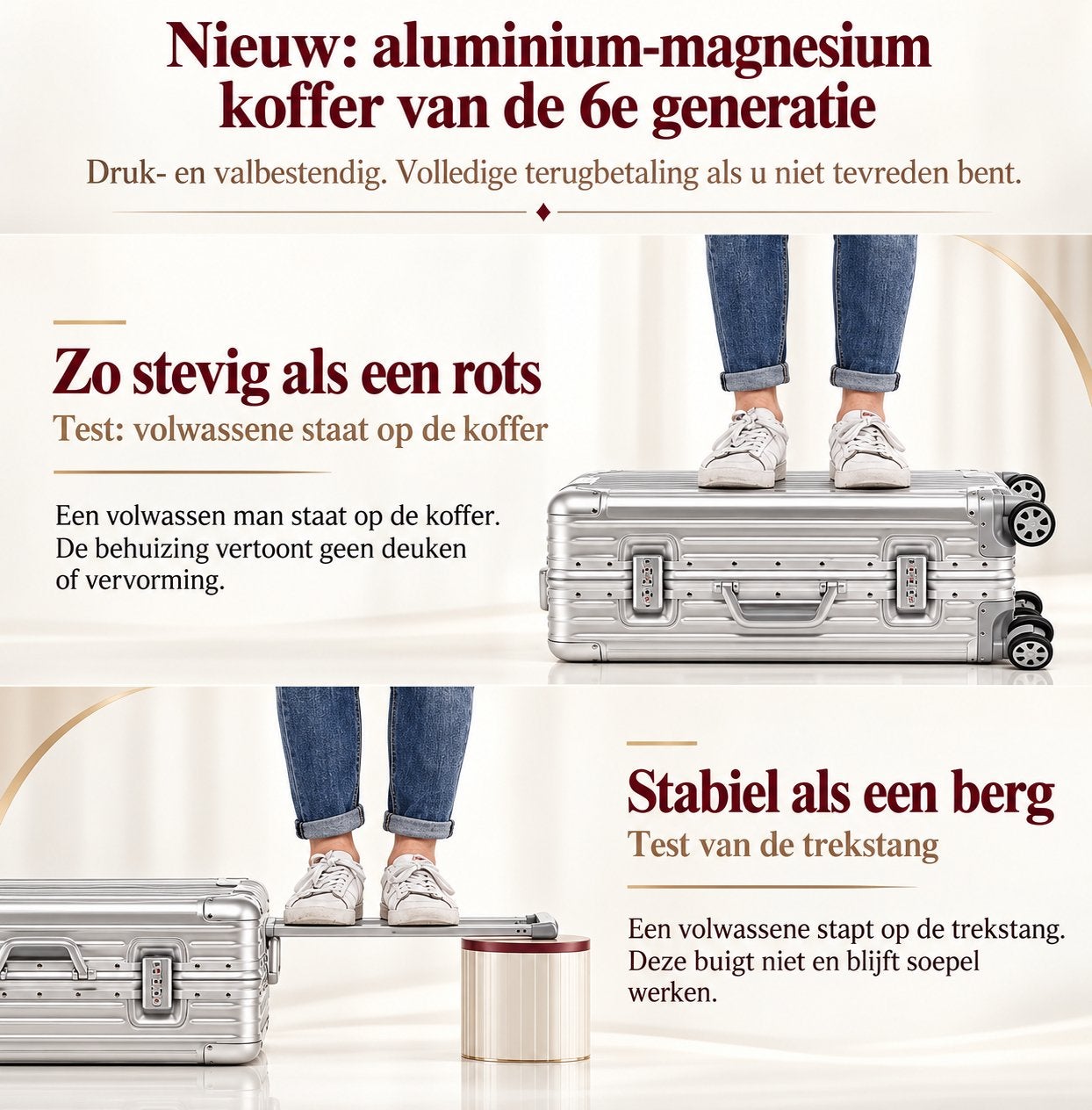 Luxe aluminium koffer met TSA-slot - Diverse maten, Boeken, Ophalen of Verzenden, Nieuw