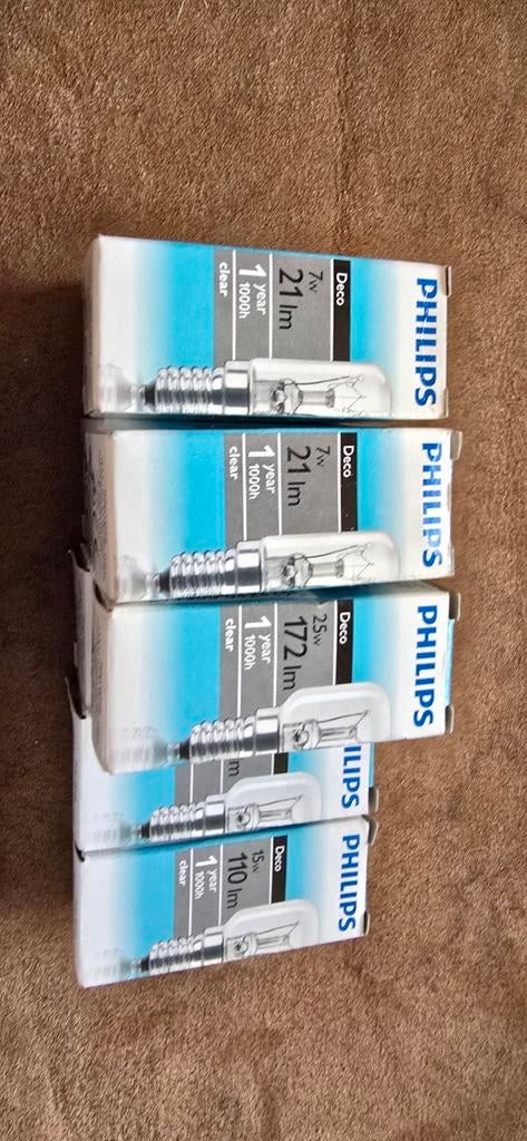Diverse gloeilampen: Philips en Osram, nieuw in doos, Ophalen, Minder dan 30 watt, Gloeilamp, E14 (klein)