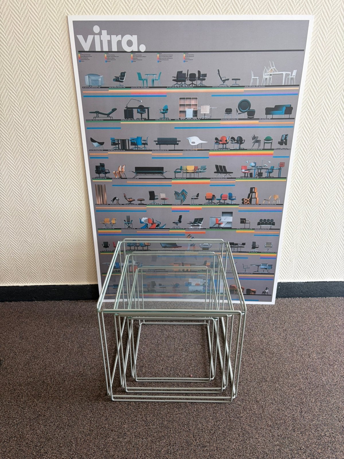 Max Sauze  'Isocèle' Mimiset/Nesttafels (Jaren 70)–Grijs, Gebruikt, Mid century modern, Vierkant, Nvt tweedehands