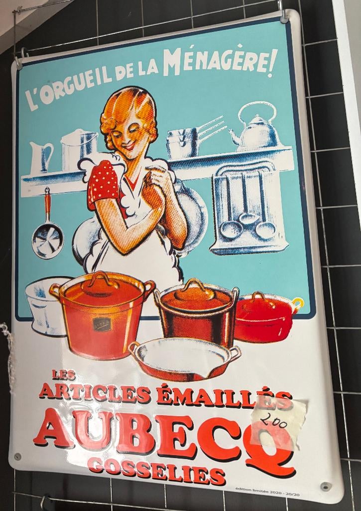 emaille reclamebord aubecq, Ophalen of Verzenden, Nieuw, Reclamebord