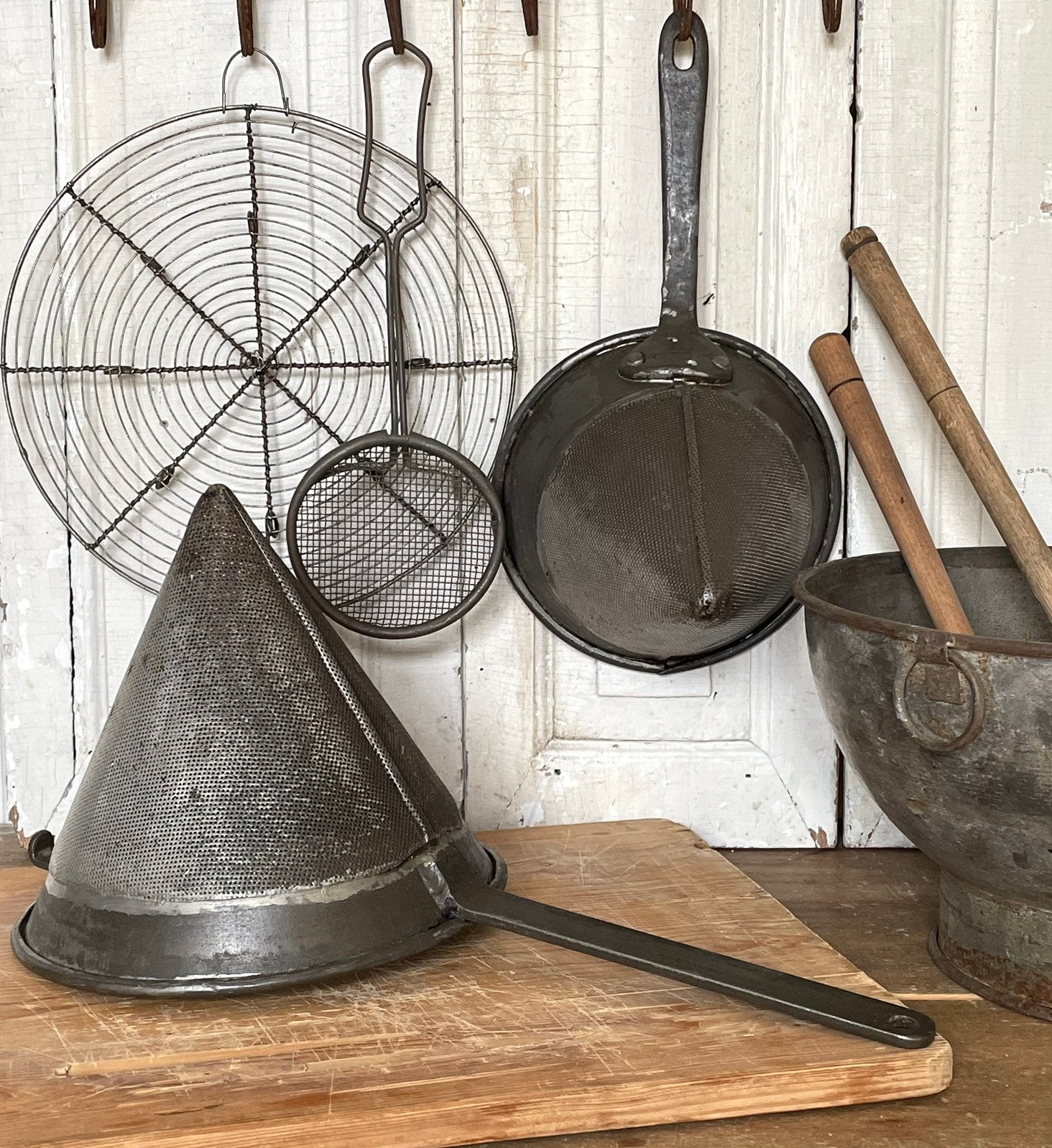 Brocante oude sobere puntzeef / zeef, Ophalen of Verzenden