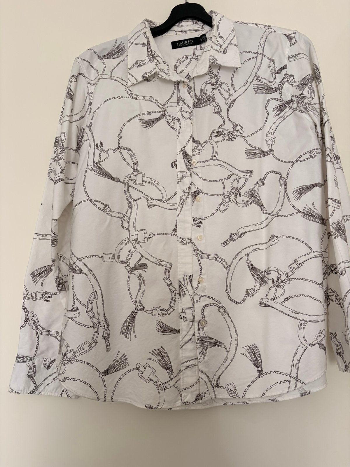 Ralph Lauren horse bit blouse maat xl, Ophalen of Verzenden, Zo goed als nieuw, Maat 42/44 (L), Wit