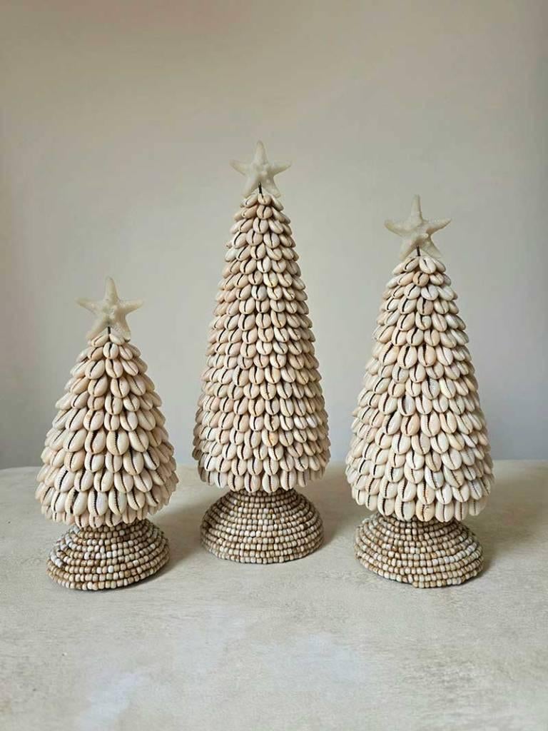 Schelpen kerstboom met kralen 1 uit Bali, Diversen, Kerst, Ophalen of Verzenden, Tropical home, 6951nk, Nieuw