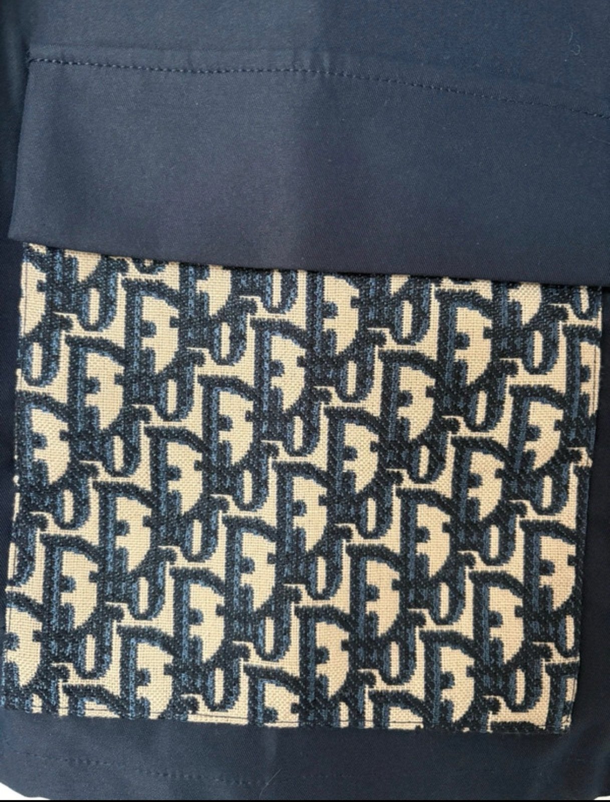 Handgemaakt Gilet met Dior-achtige print, Ophalen of Verzenden, Zo goed als nieuw, Maat 42/44 (L), Blauw
