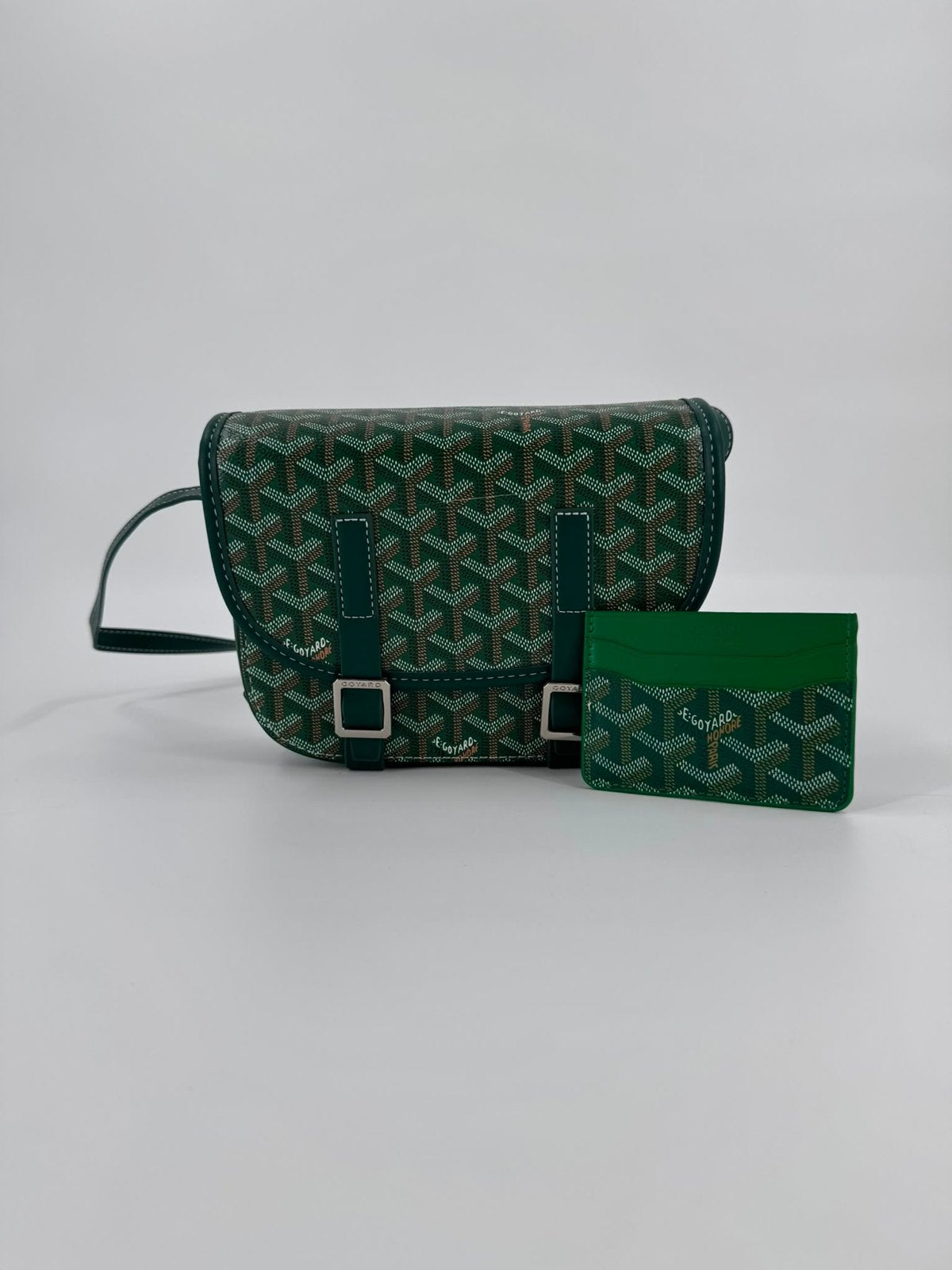 Goyard Groene Schoudertas met Bijpassende Kaarthouder, Ophalen, Zo goed als nieuw, Groen, Schoudertasje