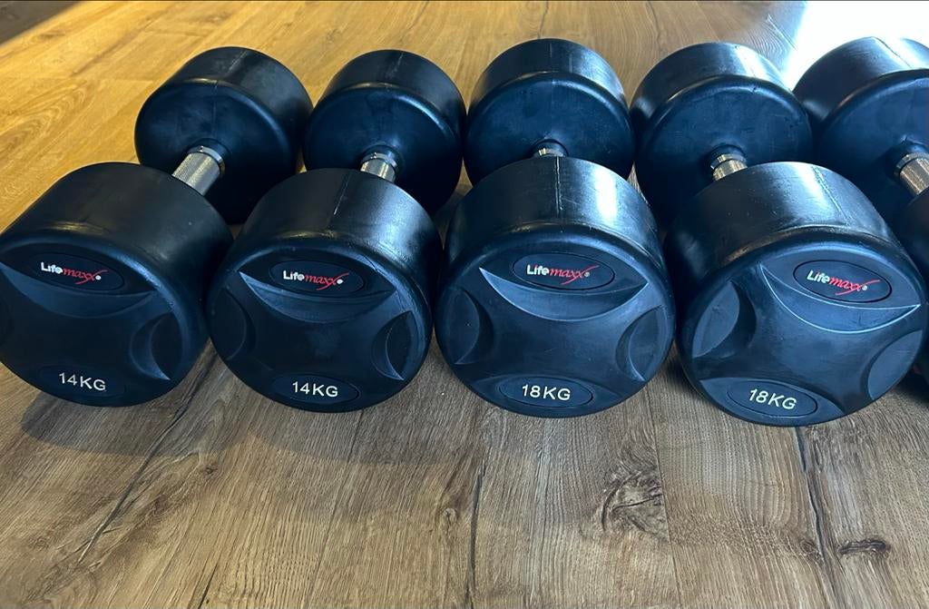 Complete set Lifemaxx dumbbells (14kg - 42kg), Ophalen, Nieuw, Armen, Dumbbell