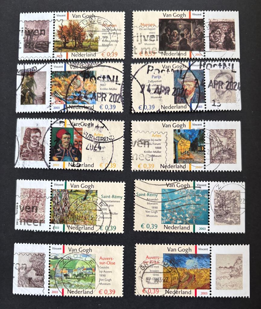 Nvph 2142-2151 gestempeld met tab, Postzegels en Munten, Ophalen of Verzenden, Na 1940, Gestempeld