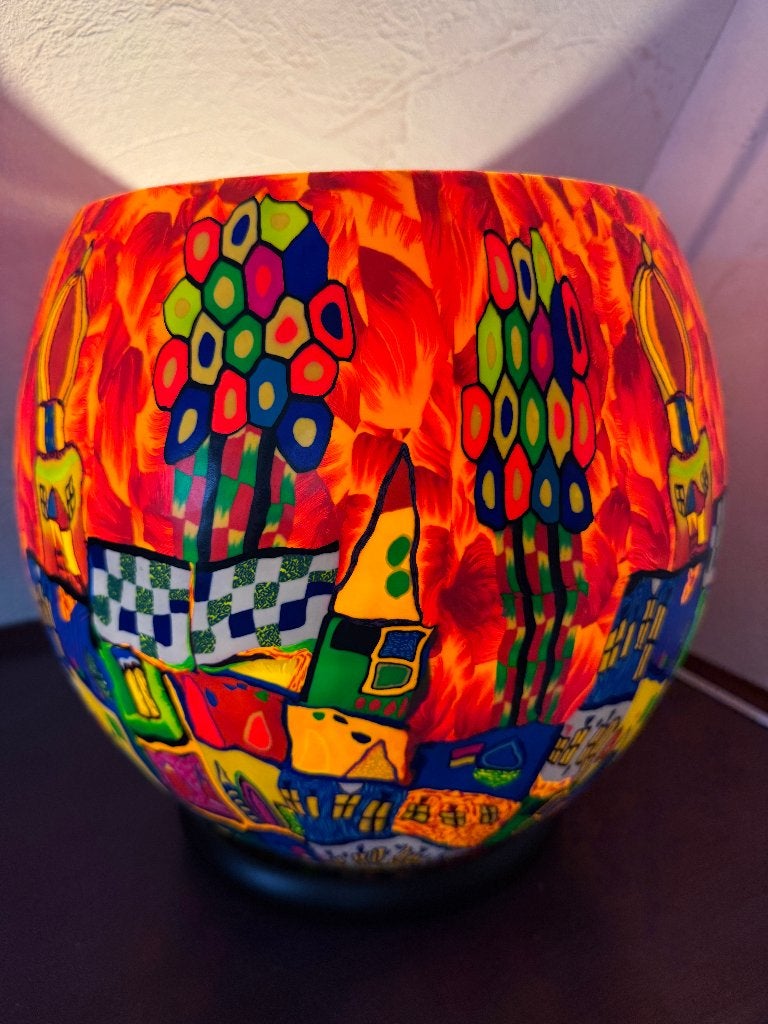 Hundertwasser lamp, Ophalen, Gebruikt, Glas, Vintage kunst