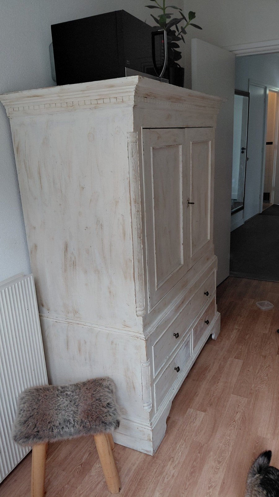 Vintage TV-kast/Opbergkast - Wit met lades en deuren, Ophalen, Gebruikt, 50 tot 100 cm, 25 tot 50 cm
