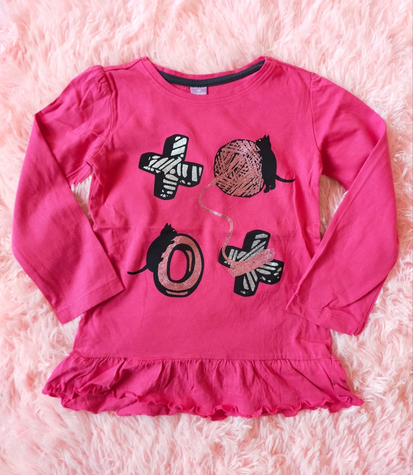 Zgan! Schattige roze poezen longsleeve van Dopodopo. Mt 98, Kinderen en Baby's, Meisje, Ophalen of Verzenden, Zo goed als nieuw
