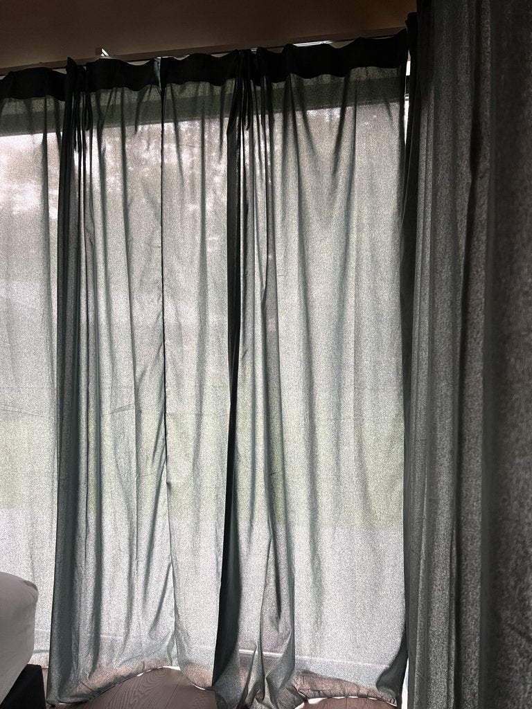 IKEA Gordijnen - 2 x 3 stuks, aan elkaar genaaid, afgelockt, Groen, Zo goed als nieuw, Gordijn, IKEA