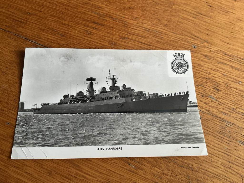 V107 HMS HAMPSHIRE VOUWEN, Verzamelen, Scheepvaart, Ophalen of Verzenden