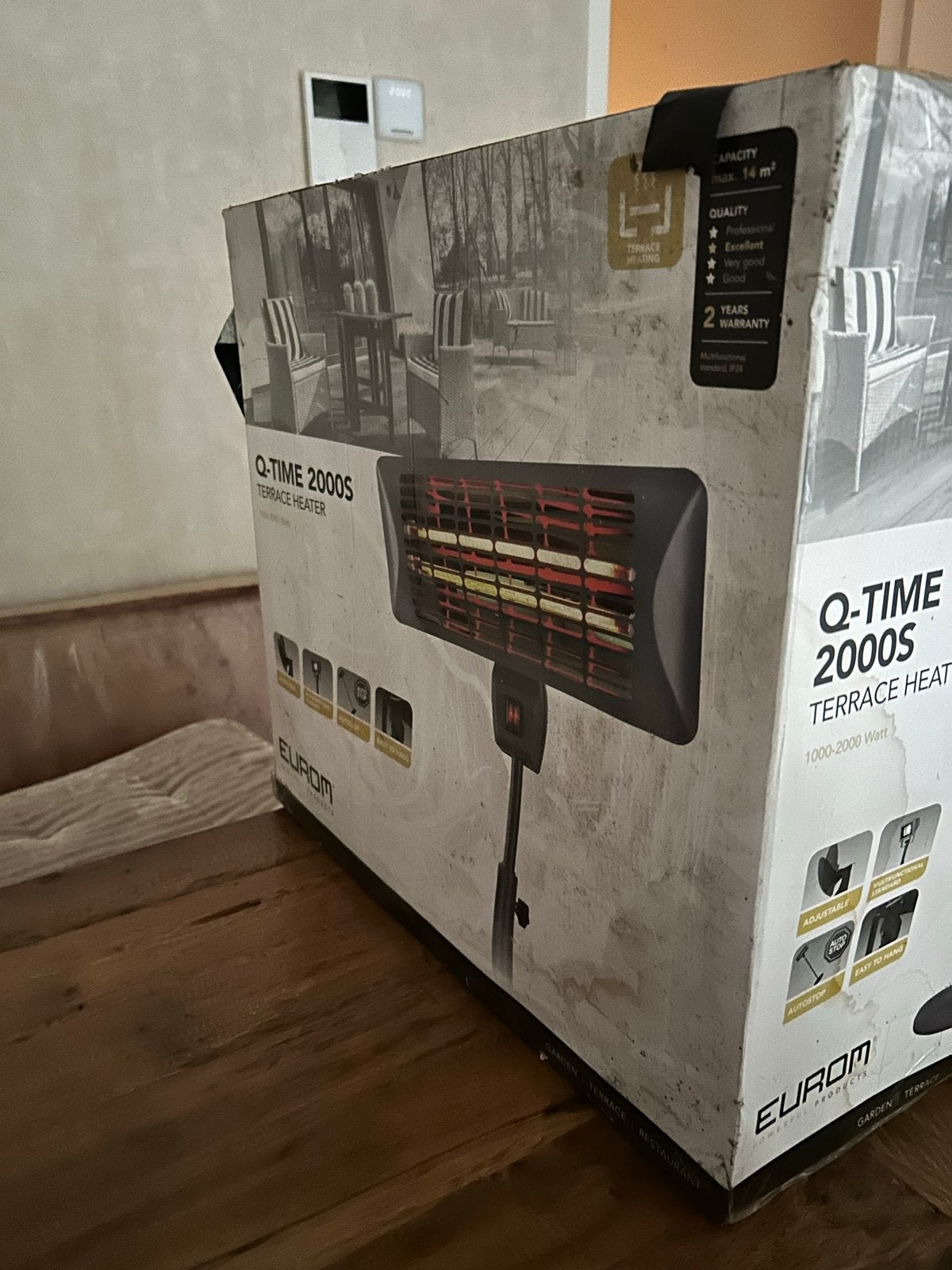 Eurom Q-Time 2000S Terrasverwarmer - Nieuw in doos, Ophalen of Verzenden, Nieuw, Elektrisch, Vloer