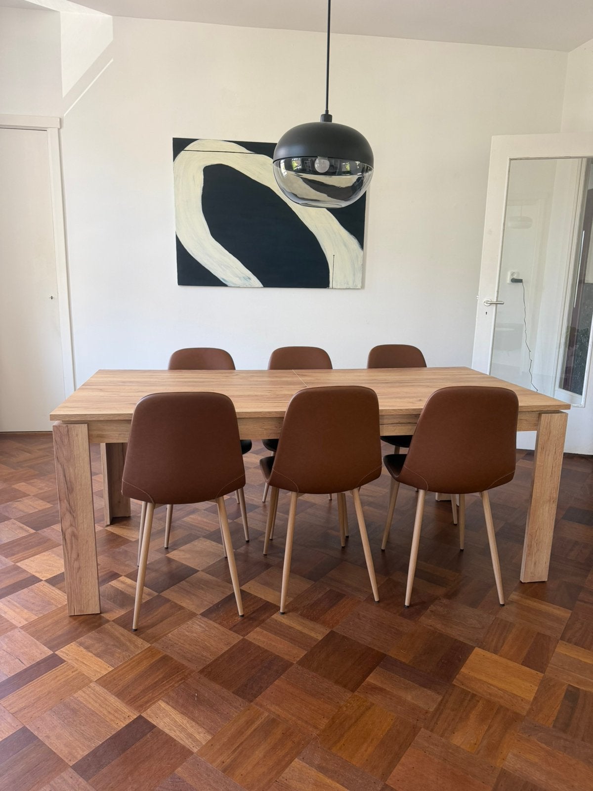 Eettafel LINTRUP 90x190/280 wild naturel eiken kleur, Ophalen, Zo goed als nieuw