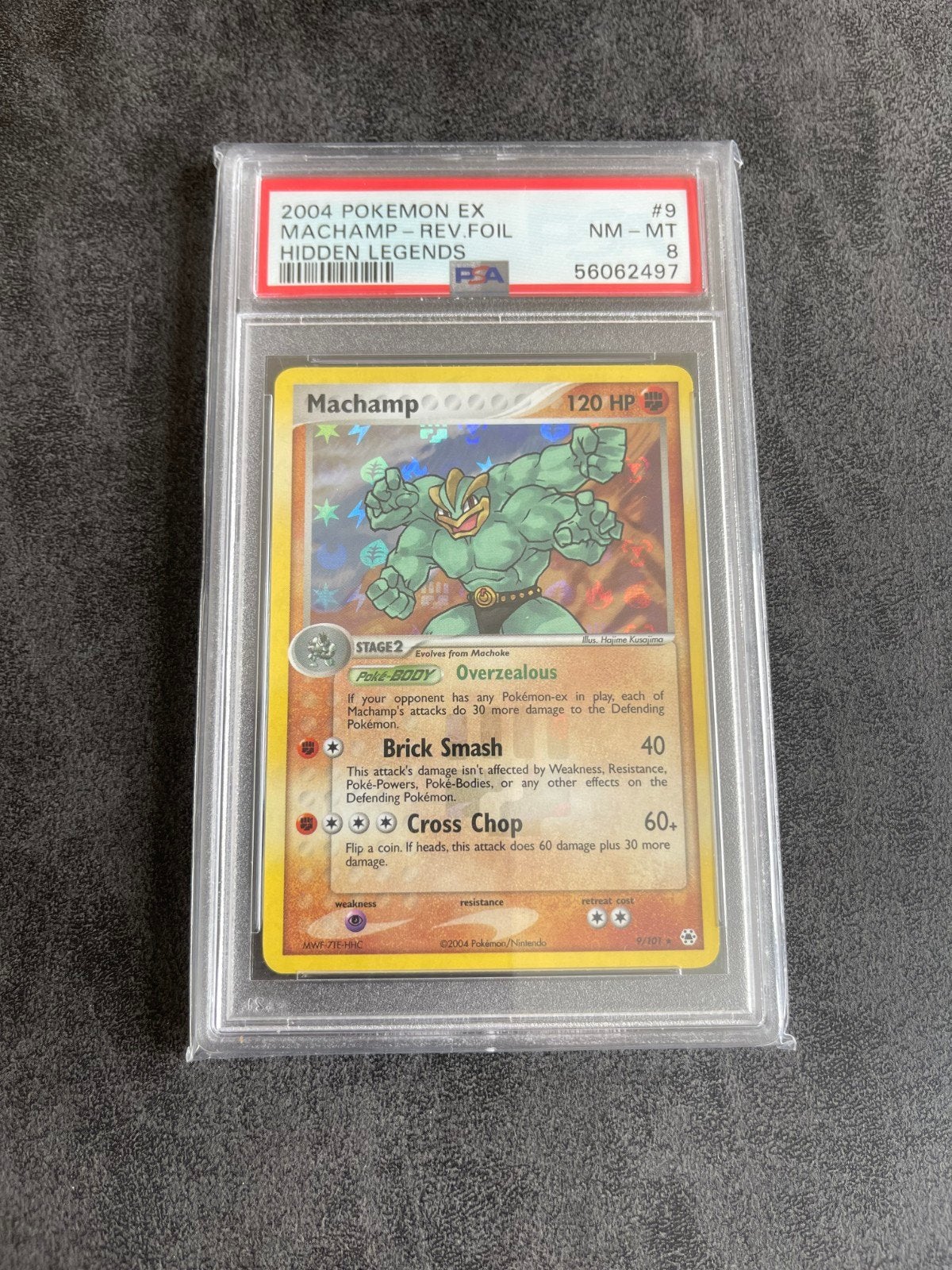 Machamp Rev. Foil Hidden Legends PSA 8, Hobby en Vrije tijd, Ophalen of Verzenden, Zo goed als nieuw, Losse kaart, Foil